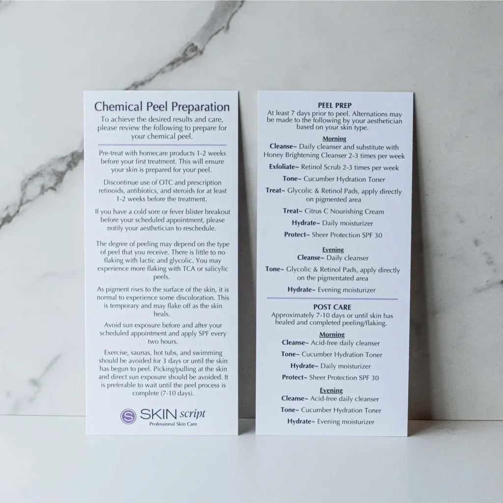 Pre post rack card front and back