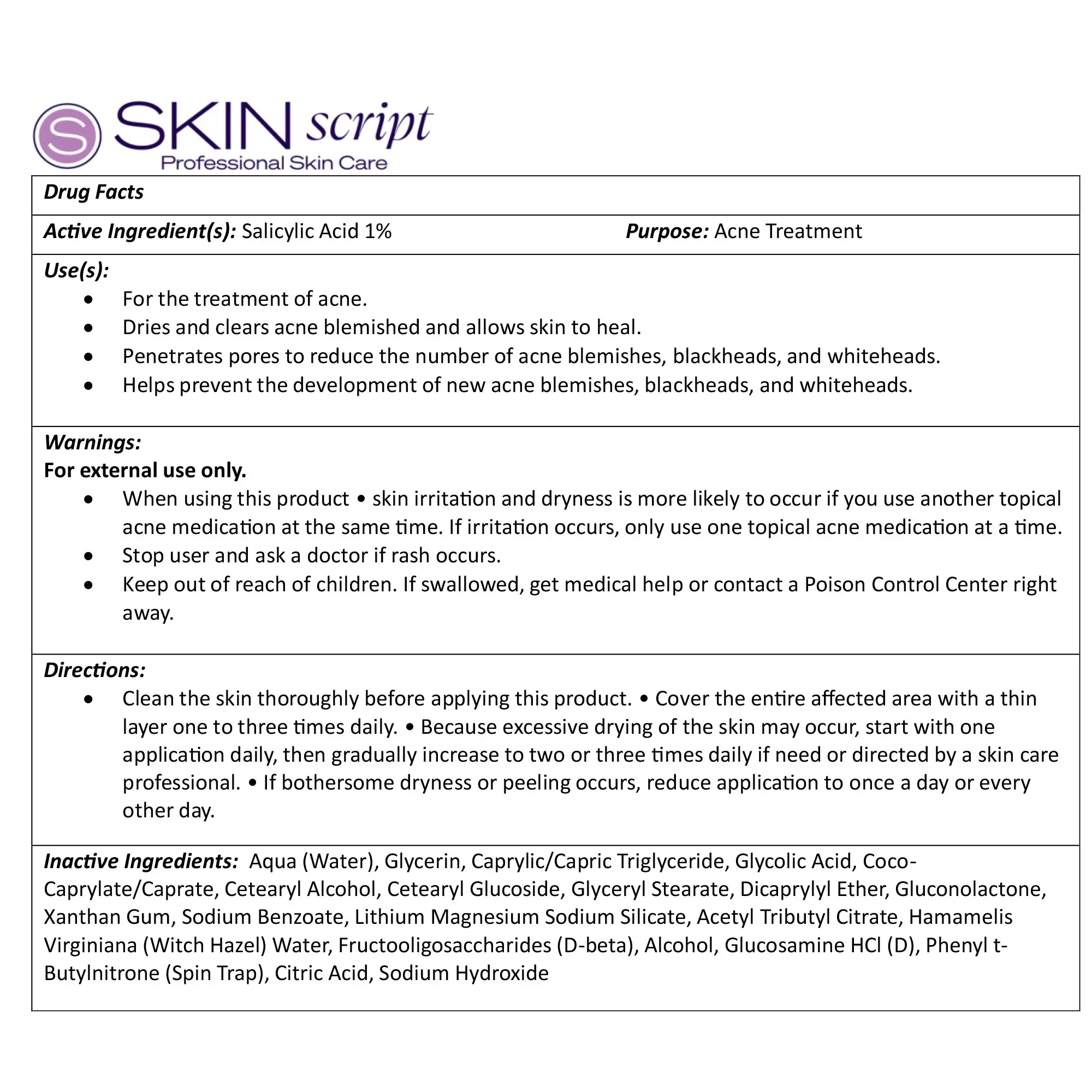 Blemish spot treatment otc drug facts